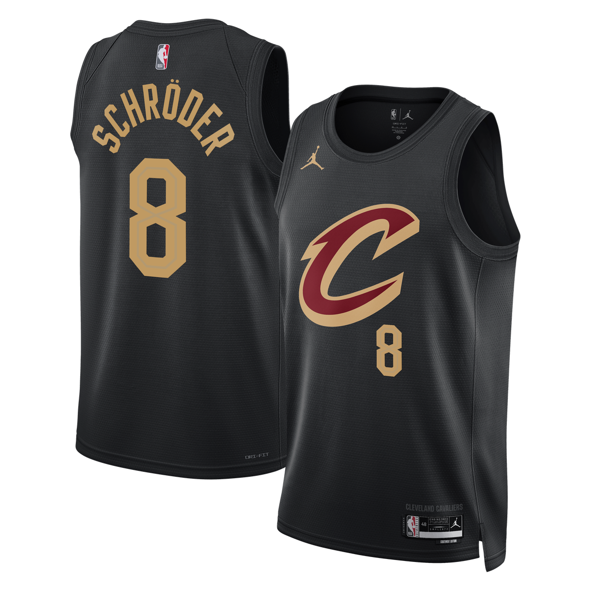 Dennis Schröder Cleveland Cavaliers Statement Edition Swingman Jersey - Black - Unisex product image 2, provided for visual
