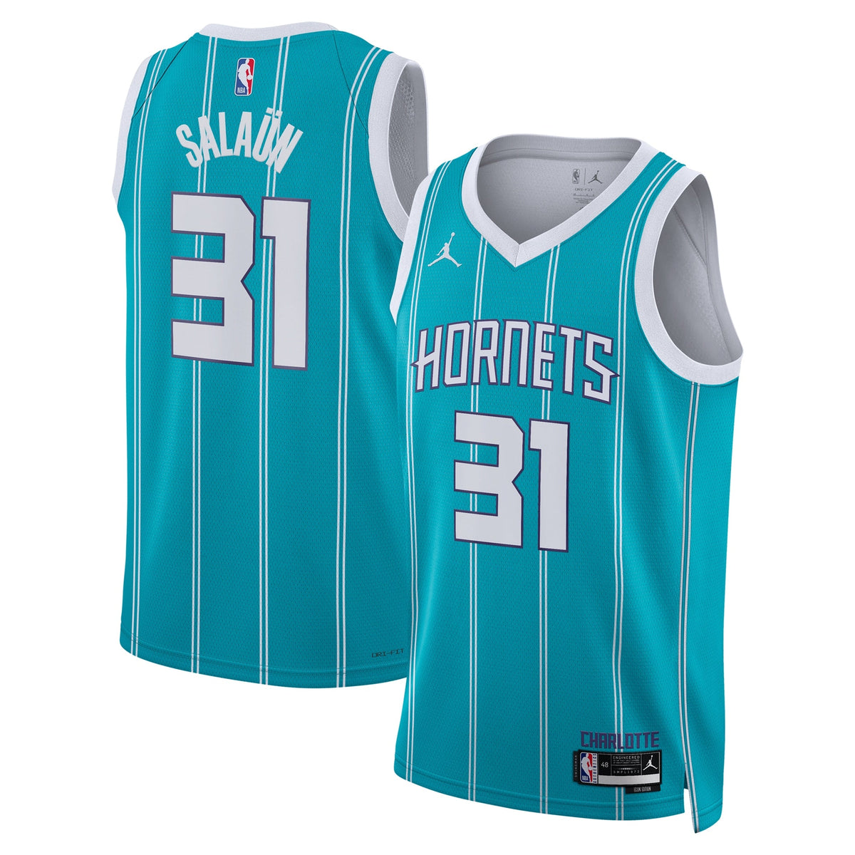 Tidjane Salaün Charlotte Hornets Icon Edition Swingman Jersey - Teal - Unisex product image 2, provided for visual reference