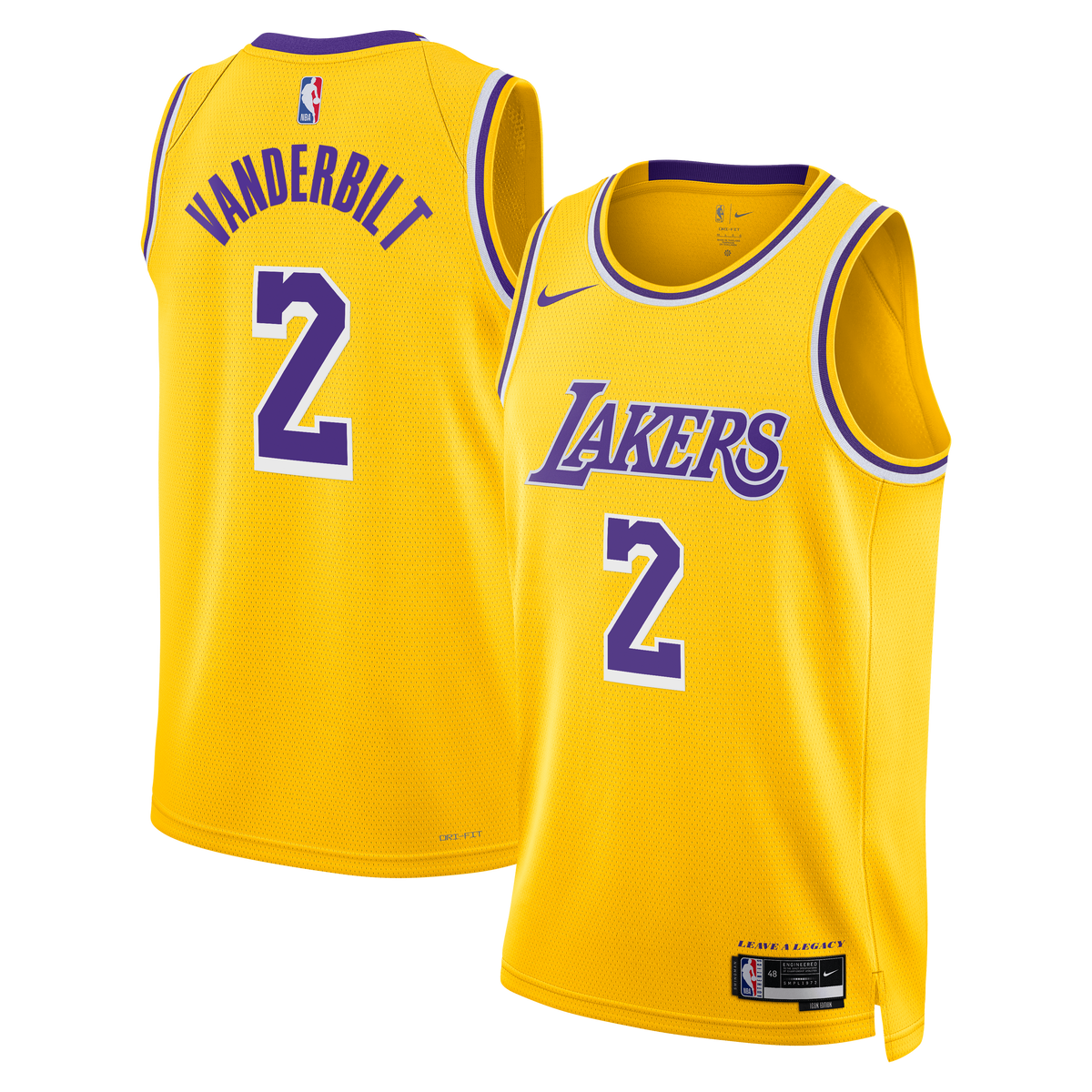 Jarred Vanderbilt Los Angeles Lakers Icon Edition Swingman Jersey - Gold - Unisex product image 2, provided for visual