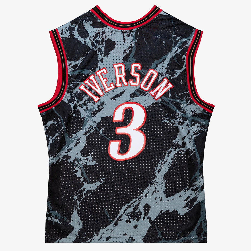Allen Iverson Philadelphia 76ers 2000 Team Marble Swingman Jersey - Black product image 4, provided for visual reference and