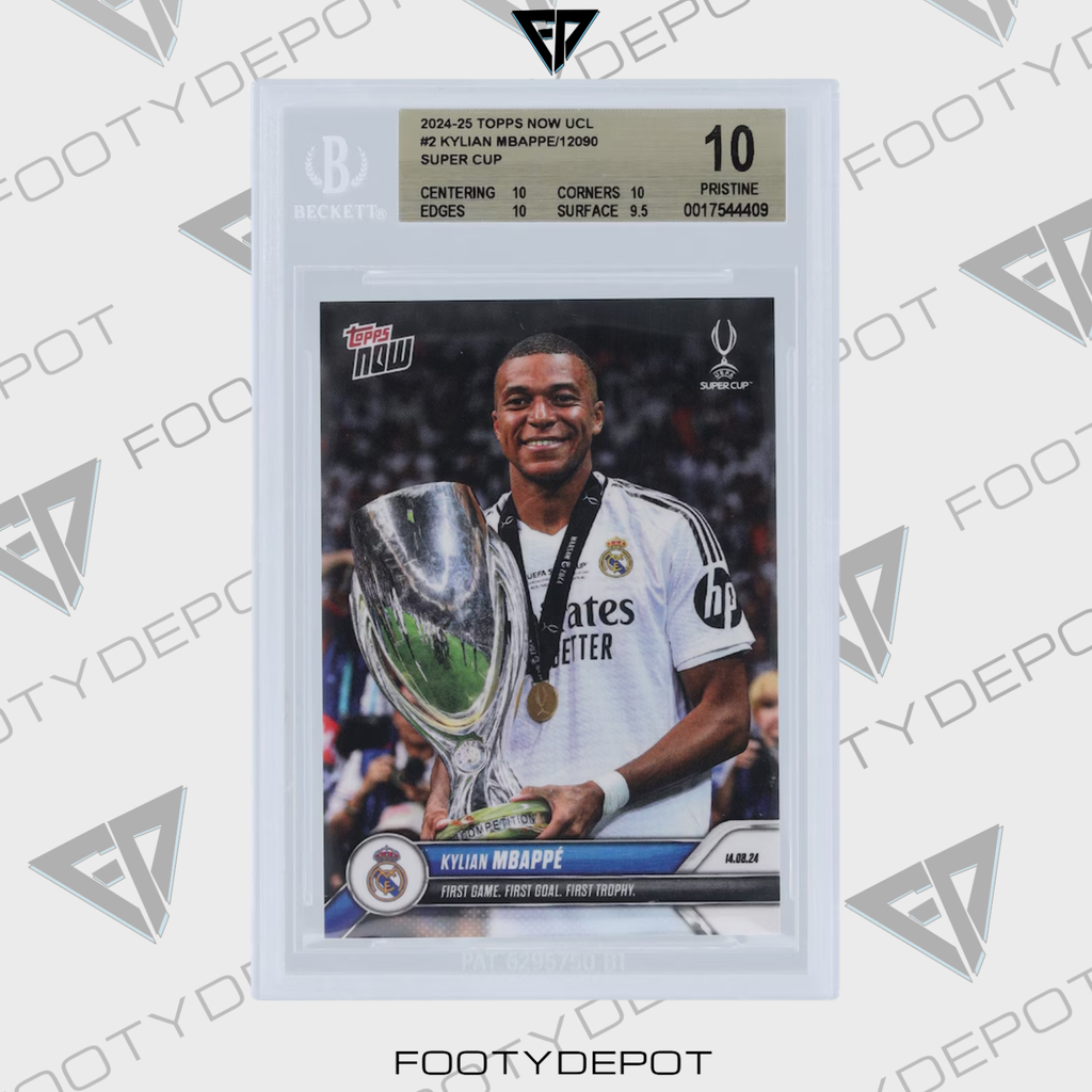 Kylian Mbappé Real Madrid 2024-25 Topps Now UCL First Game. First Goal. First Trophy. #2 BGS Authenticated 10 Card product
