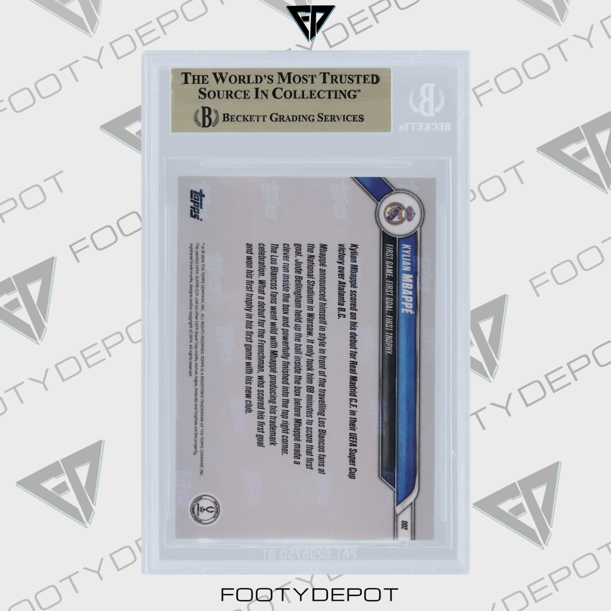 Kylian Mbappé Real Madrid 2024-25 Topps Now UCL First Game. First Goal. First Trophy. #2 BGS Authenticated 10 Card product