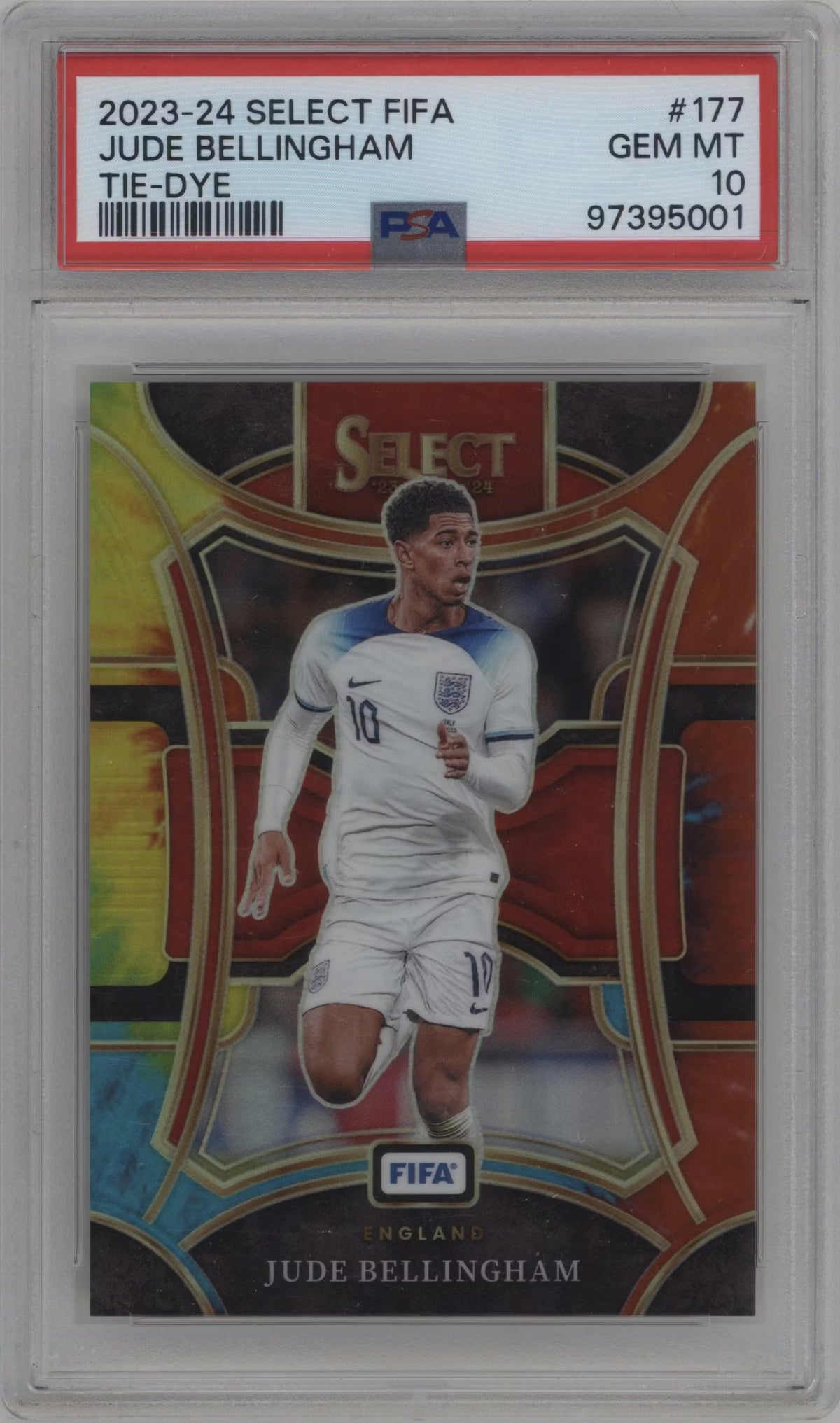 2023-24 Panini Fifa Select Bellingham Tie Dye #/30 Psa 10 product image 1, provided for visual reference and product detail