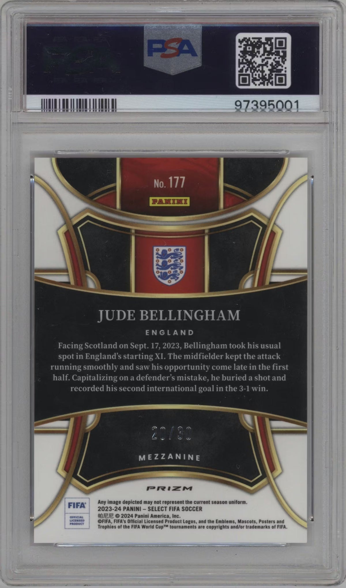 2023-24 Panini Fifa Select Bellingham Tie Dye #/30 Psa 10 product image 2, provided for visual reference and product detail
