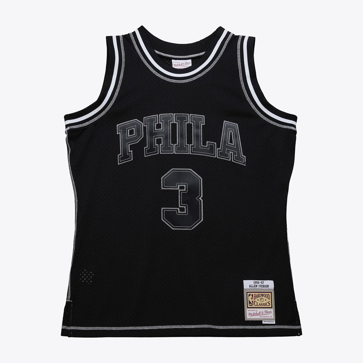 Allen Iverson Philadelphia 76ers 1996 Contrast 2K Swingman Jersey - Black product image 3, provided for visual reference and