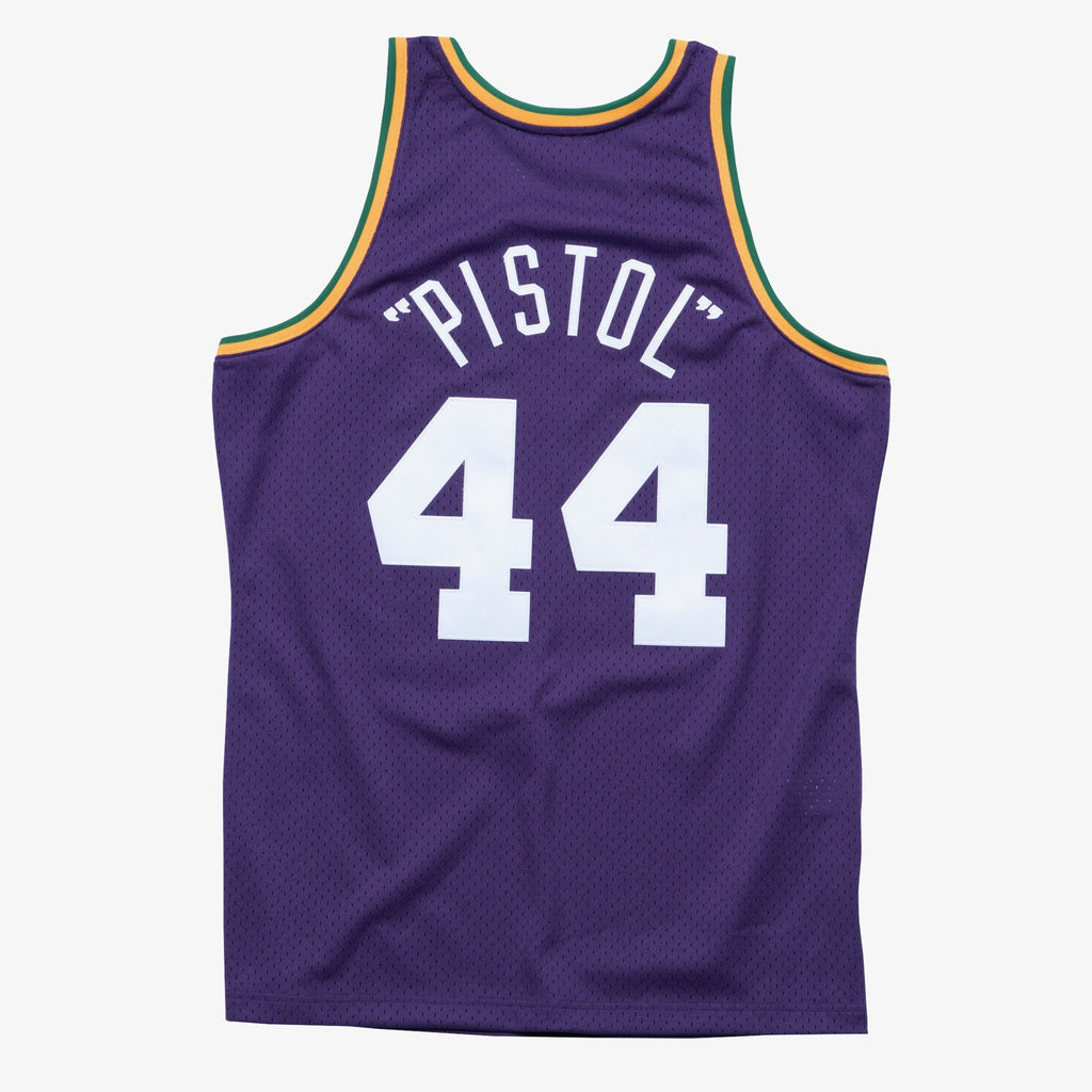 Pete Maravich New Orleans Jazz 1974 Authentic Swingman Road Jersey - Purple product image 4, provided for visual reference