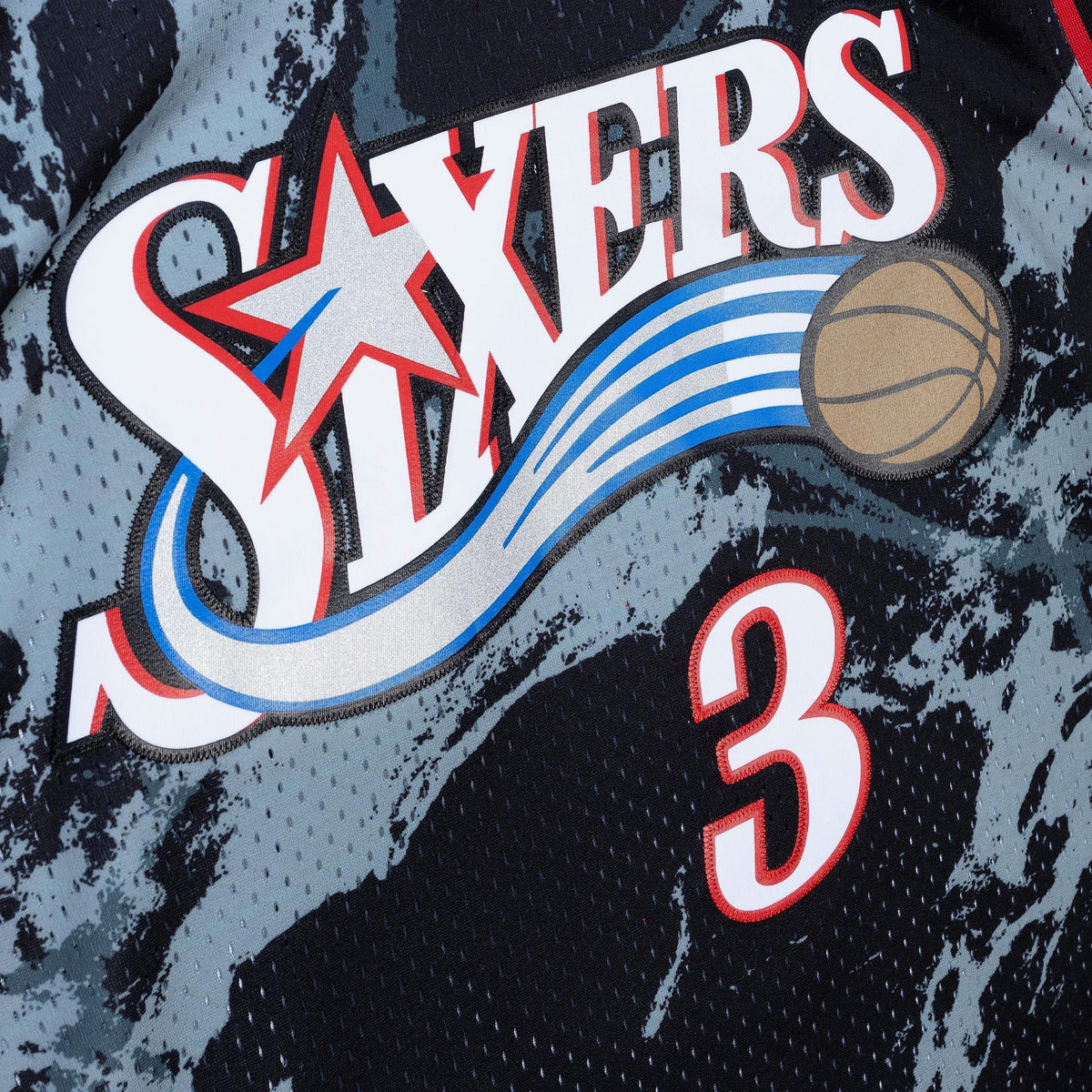 Allen Iverson Philadelphia 76ers 2000 Team Marble Swingman Jersey - Black product image 5, provided for visual reference and