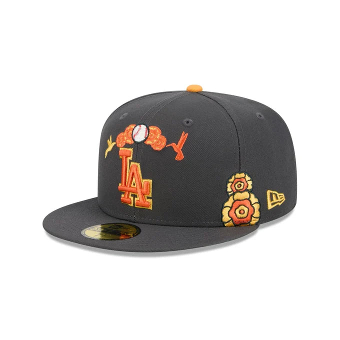 New Era Los Angeles Dodgers Day of the Dead 59FIFTY Fitted Hat-Graphite product image 2, provided for visual reference and
