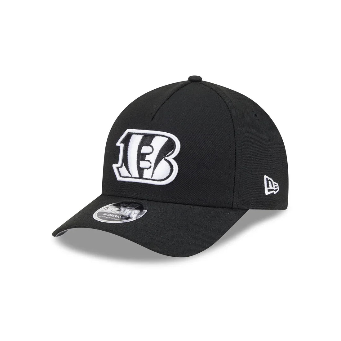 New Era Cincinnati Bengals M-Crown A-FRAME 9FORTY Adjustable Hat-Black/White product image 2, provided for visual reference