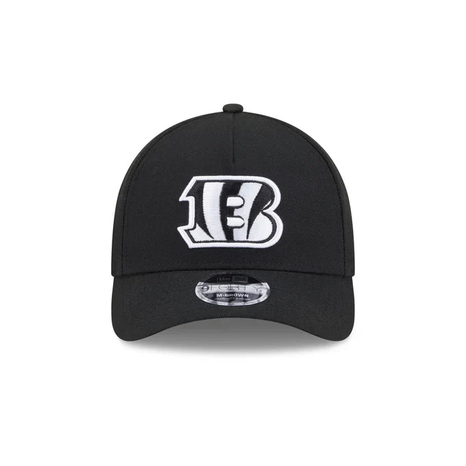 New Era Cincinnati Bengals M-Crown A-FRAME 9FORTY Adjustable Hat-Black/White product image 3, provided for visual reference