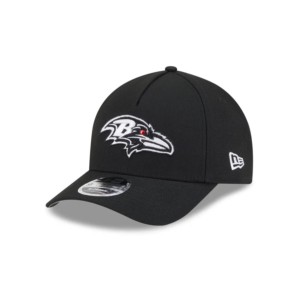 New Era Baltimore Ravens M-Crown A-FRAME 9FORTY Adjustable Hat-Black/White product image 2, provided for visual reference