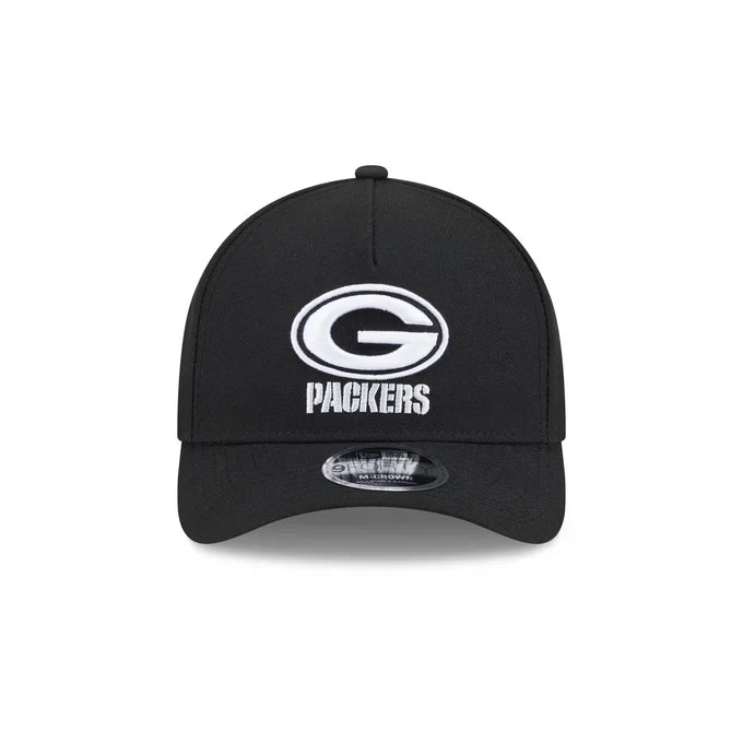 New Era Green Bay Packers M-Crown A-FRAME 9FORTY Adjustable Hat-Black/White product image 3, provided for visual reference