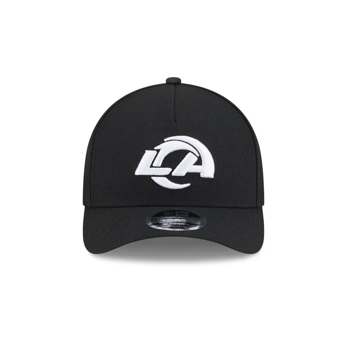New Era Los Angeles Rams M-Crown A-FRAME 9FORTY Adjustable Hat-Black/White product image 3, provided for visual reference