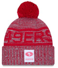 New Era San Francisco 49ers 2025 Cold Weather Cuffed Knit Hat With Pom- Scarlet product image 1, provided for visual