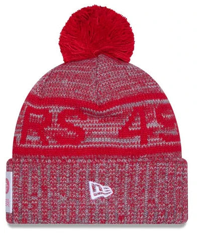 New Era San Francisco 49ers 2025 Cold Weather Cuffed Knit Hat With Pom- Scarlet product image 2, provided for visual
