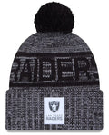 New Era Las Vegas Raiders 2025 Cold Weather Cuffed Knit Hat With Pom- Black product image 1, provided for visual reference
