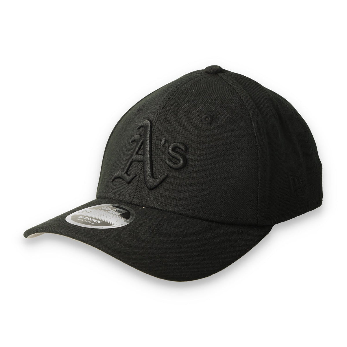 New Era Athletics 39THIRTY M-Crown A-Frame Stretch Fit Hat-Black/Black product image 2, provided for visual reference and