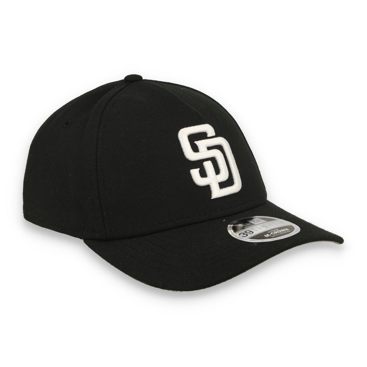 New Era San Diego Padres 39THIRTY M-Crown A-Frame Stretch Fit Hat-Black/White product image 6, provided for visual reference