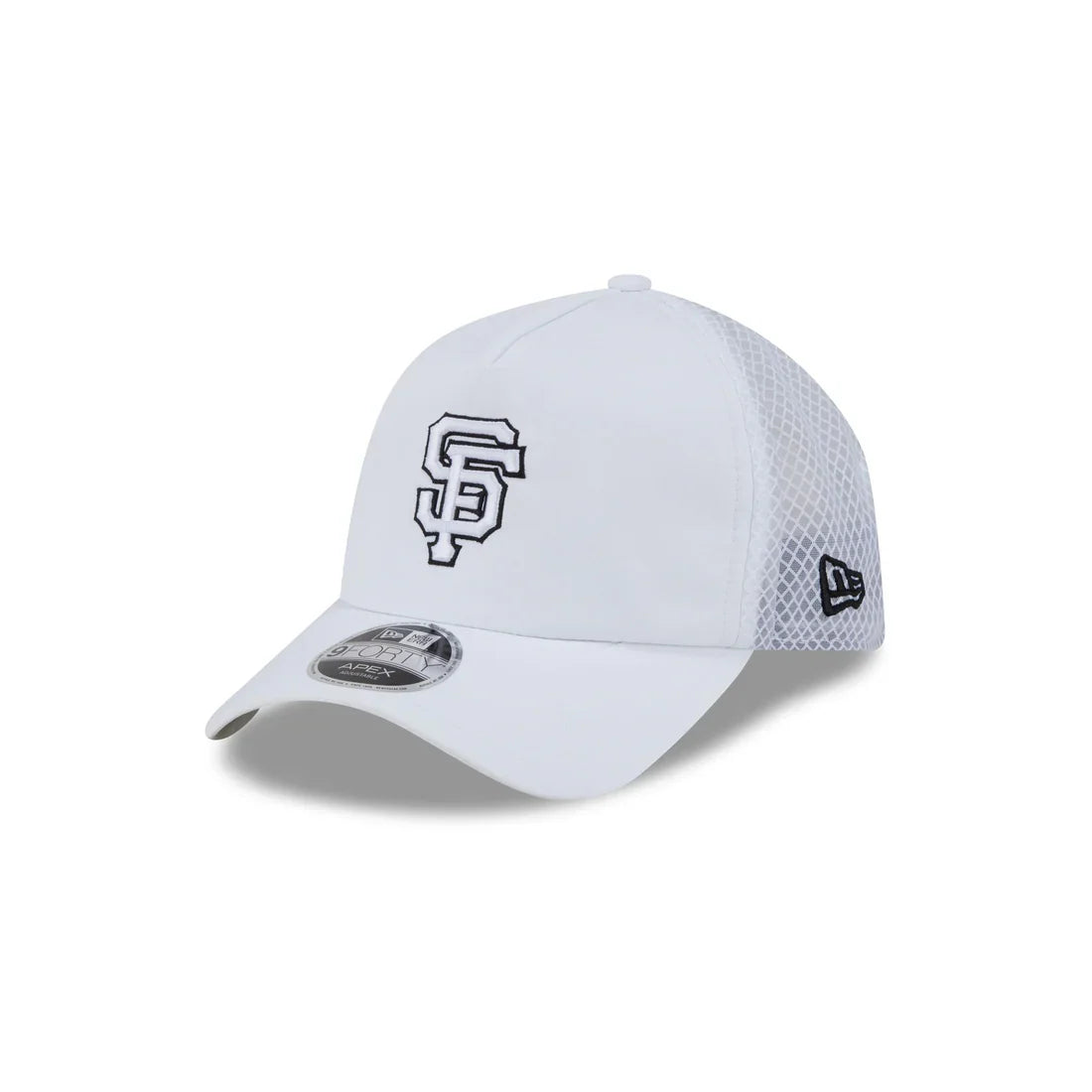 New Era San Francisco Giants 2026 Batting Practice White 9FORTY APEX Trucker Snapback Hat product image 2, provided for