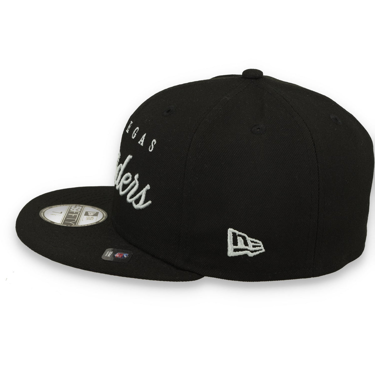 New Era Las Vegas Raiders Scripted 59FIFTY Fitted Hat-Black/Black product image 5, provided for visual reference and product