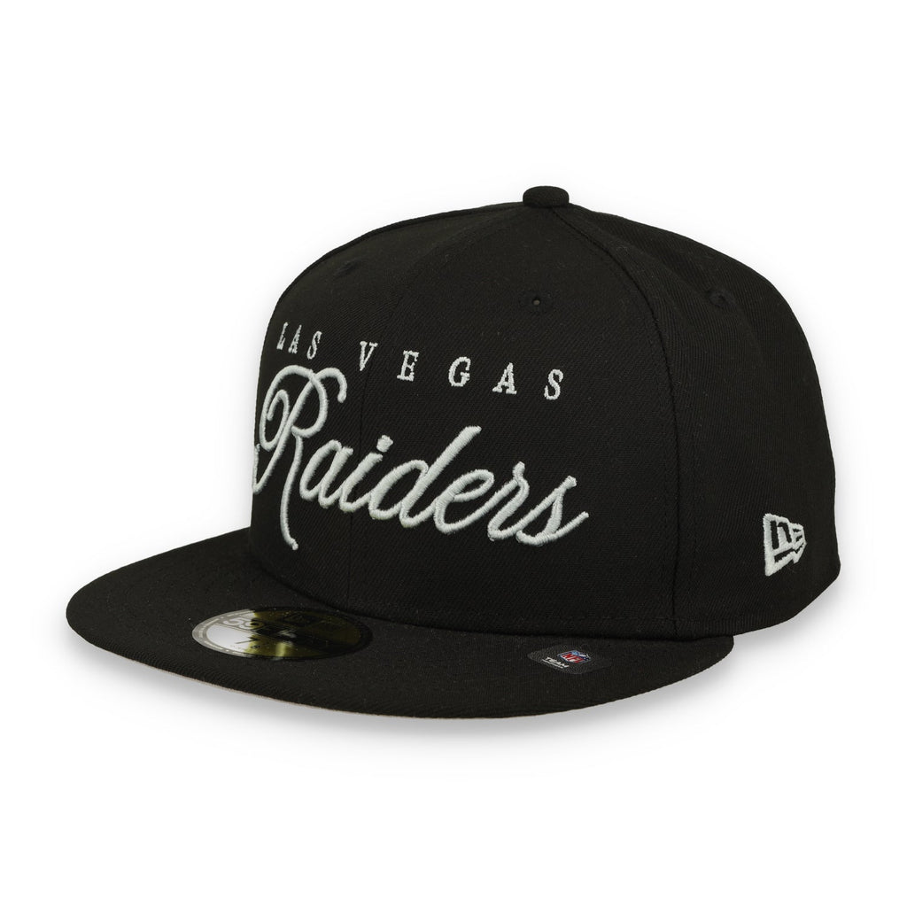 New Era Las Vegas Raiders Scripted 59FIFTY Fitted Hat-Black/Black product image 2, provided for visual reference and product