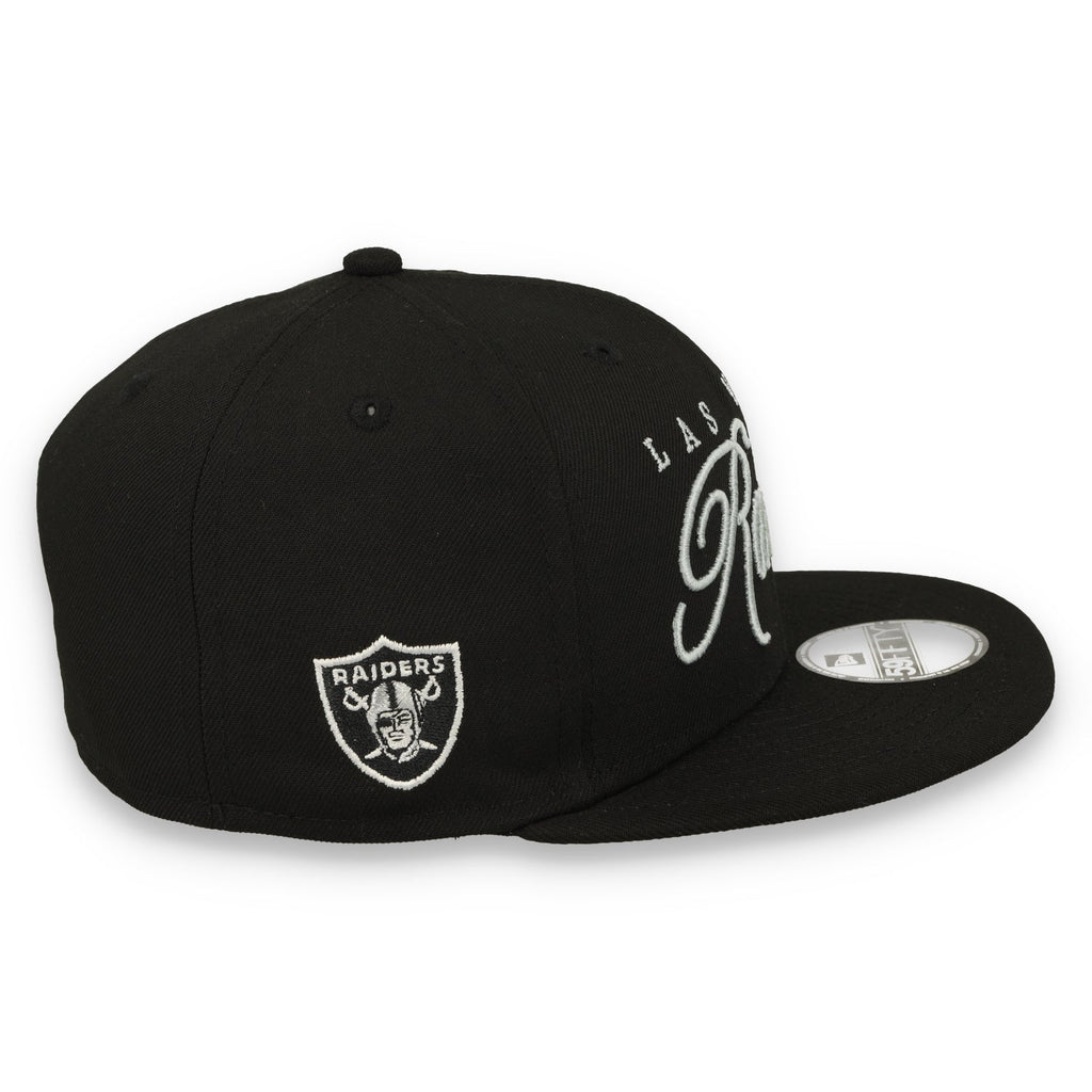 New Era Las Vegas Raiders Scripted 59FIFTY Fitted Hat-Black/Black product image 4, provided for visual reference and product