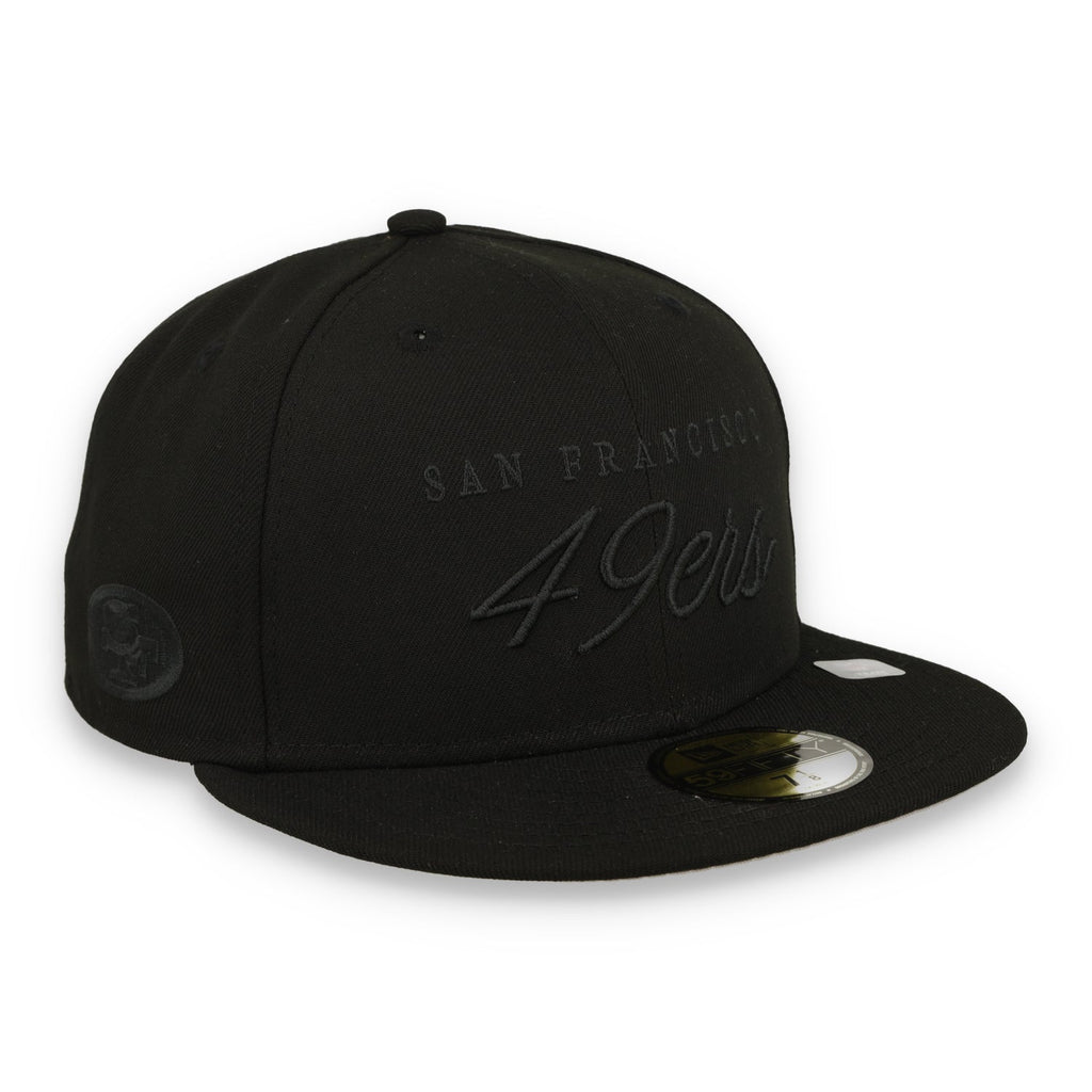 New Era San Francisco 49ers Scripted 59FIFTY Fitted Hat-Black product image 1, provided for visual reference and product