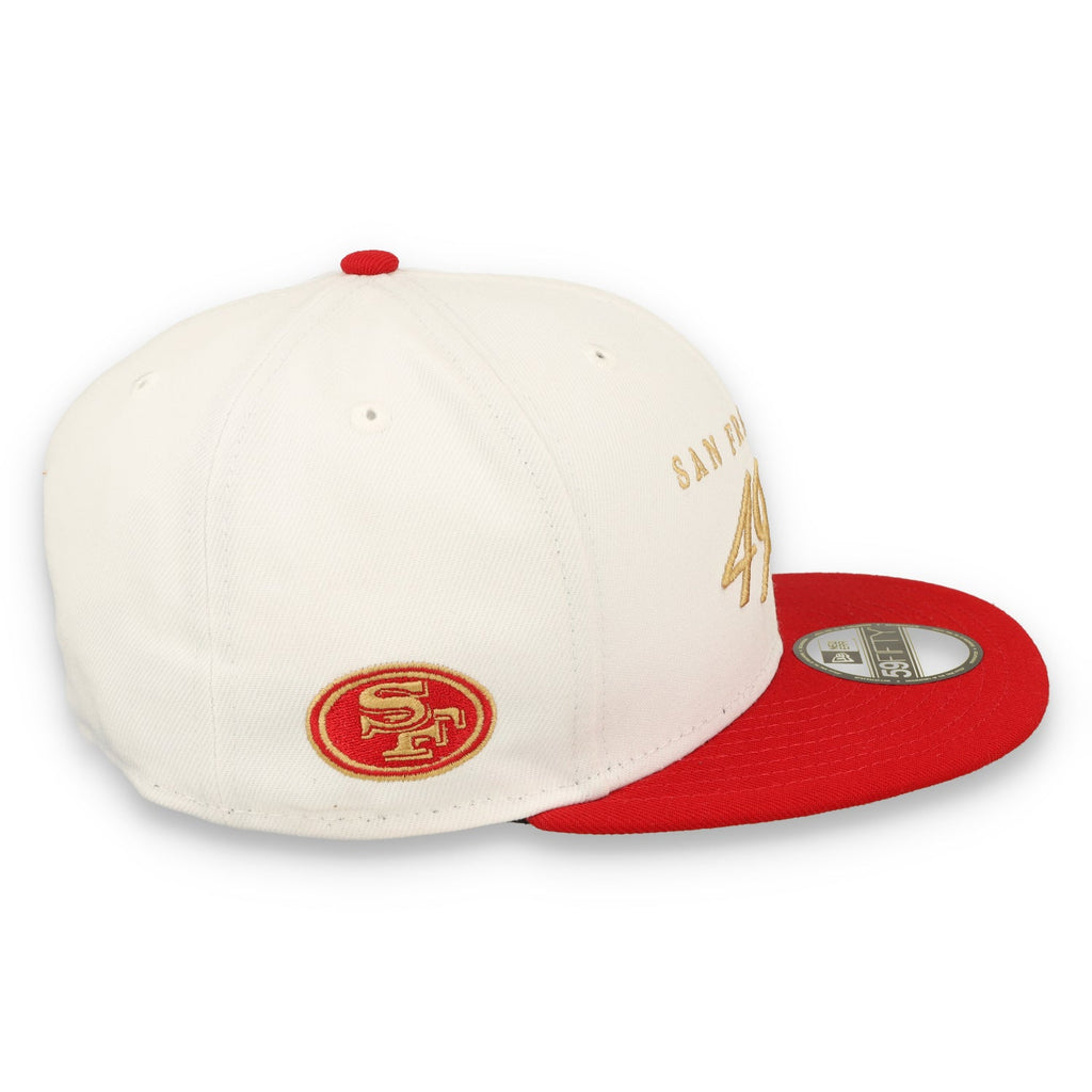 New Era San Francisco 49ers Scripted 59FIFTY Fitted Hat-White/Red product image 4, provided for visual reference and product
