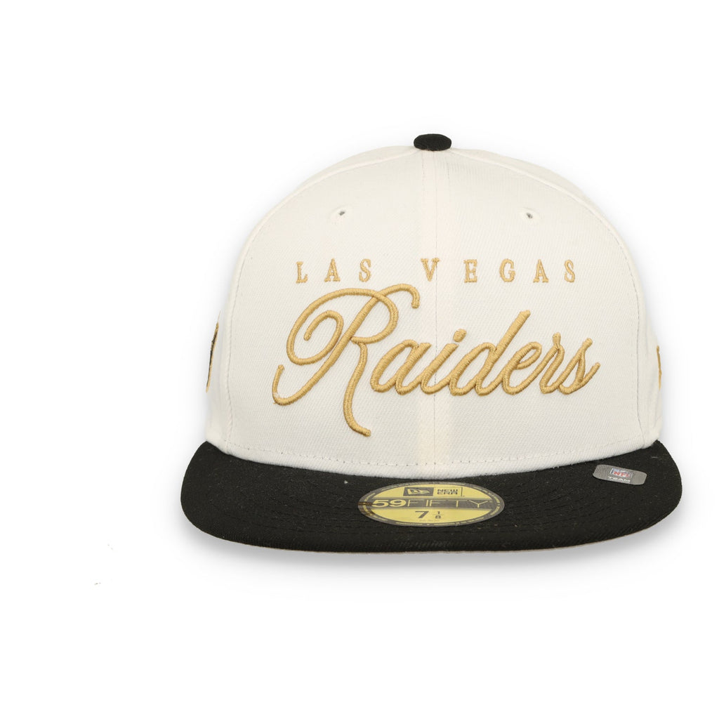New Era Las Vegas Raiders Scripted 59FIFTY Fitted Hat-White/Black product image 3, provided for visual reference and product
