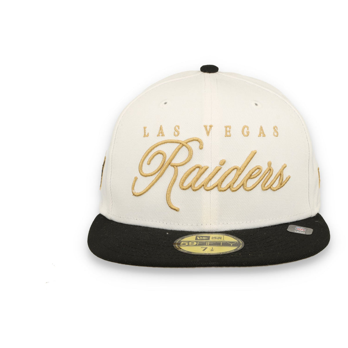 New Era Las Vegas Raiders Scripted 59FIFTY Fitted Hat-White/Black product image 3, provided for visual reference and product
