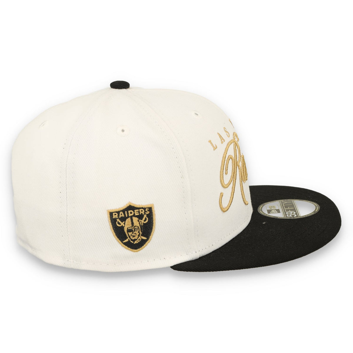 New Era Las Vegas Raiders Scripted 59FIFTY Fitted Hat-White/Black product image 4, provided for visual reference and product