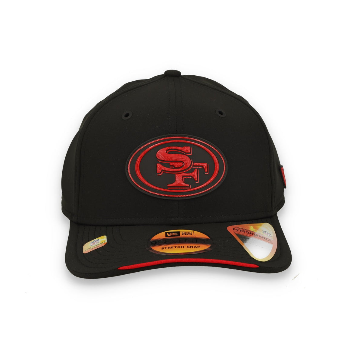 New Era San Francisco 49ers On-Field Performance 9SEVENTY Stretch -Snap Adjustable Hat-Black/Red product image 3, provided