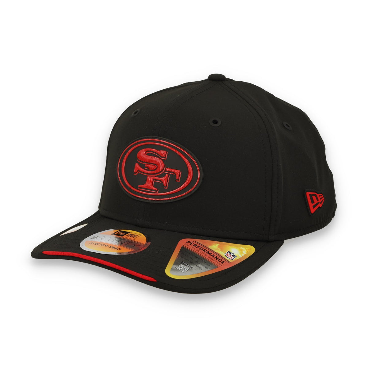 New Era San Francisco 49ers On-Field Performance 9SEVENTY Stretch -Snap Adjustable Hat-Black/Red product image 1, provided
