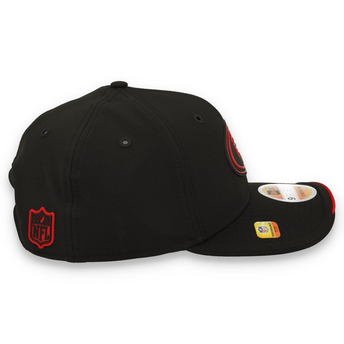New Era San Francisco 49ers On-Field Performance 9SEVENTY Stretch -Snap Adjustable Hat-Black/Red product image 5, provided