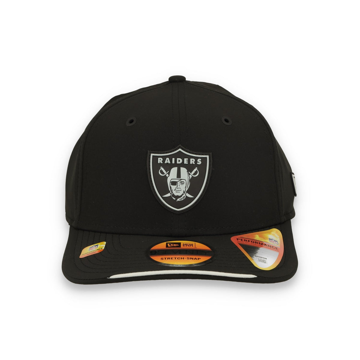 New Era Las Vegas Raiders On-Field Performance 9SEVENTY Stretch Snap Adjustable Hat - Black product image 1, provided for