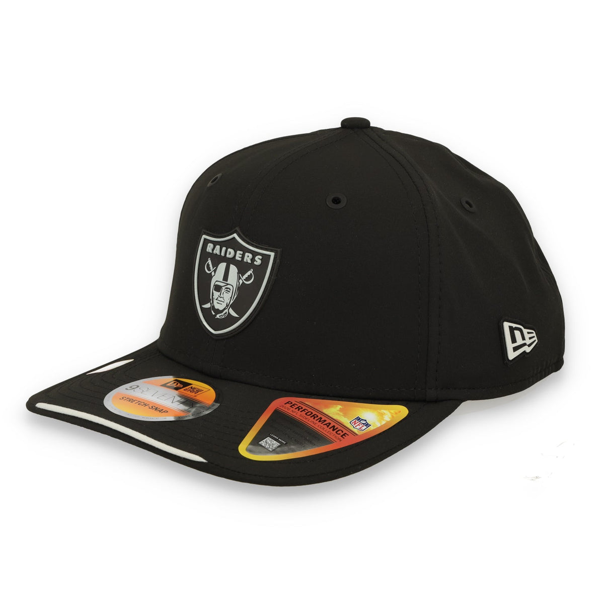 New Era Las Vegas Raiders On-Field Performance 9SEVENTY Stretch Snap Adjustable Hat - Black product image 3, provided for