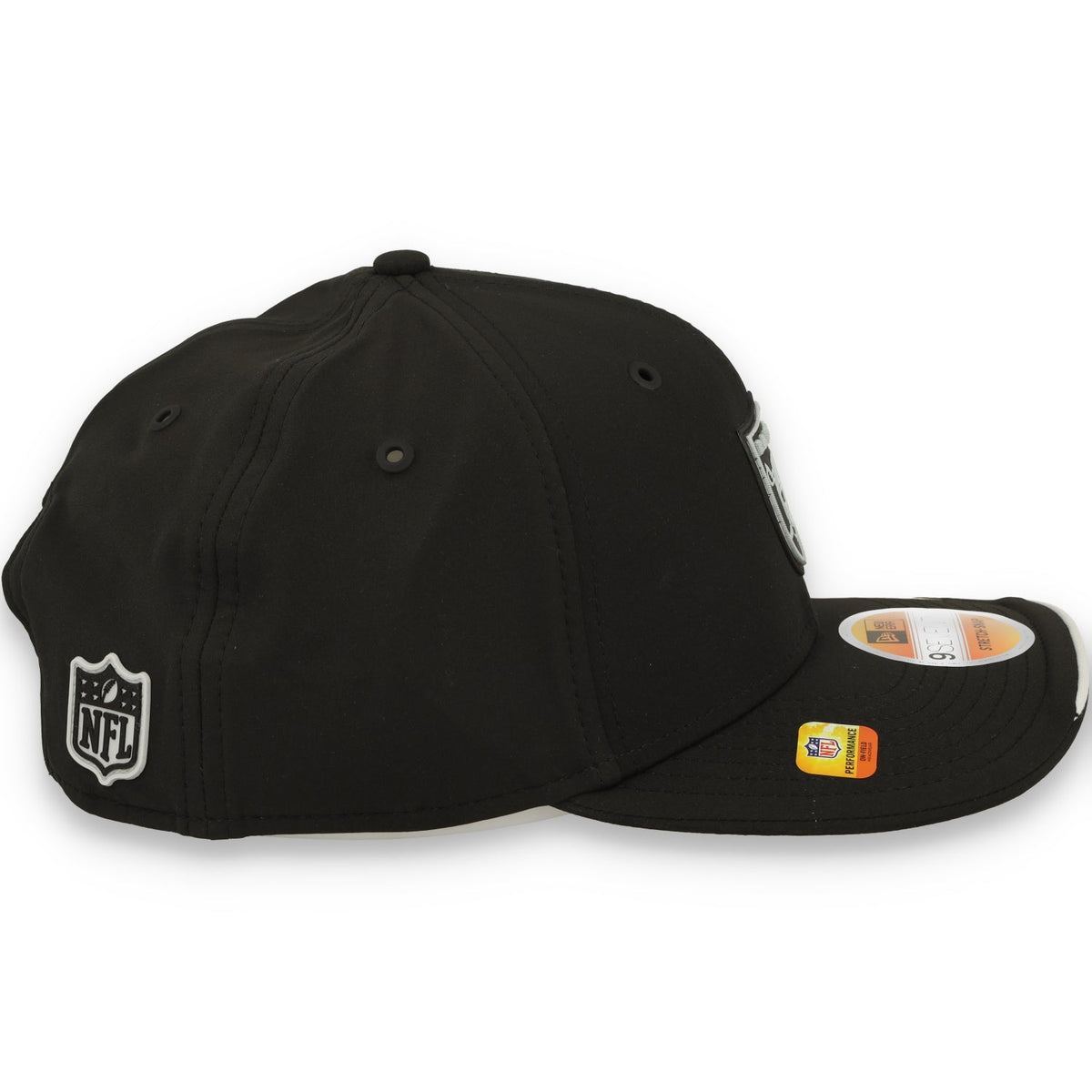 New Era Las Vegas Raiders On-Field Performance 9SEVENTY Stretch Snap Adjustable Hat - Black product image 4, provided for