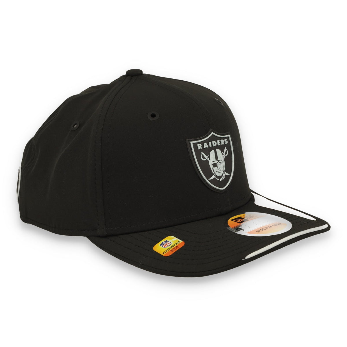 New Era Las Vegas Raiders On-Field Performance 9SEVENTY Stretch Snap Adjustable Hat - Black product image 2, provided for