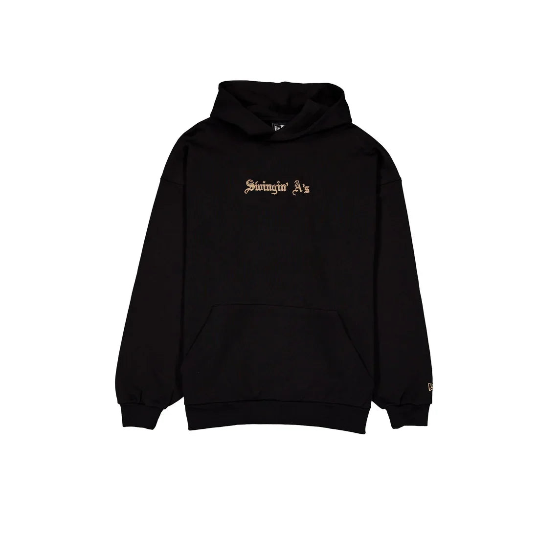 New Era Athletics Gothic Lettering Black Hoodie product image 1, provided for visual reference and product detail review