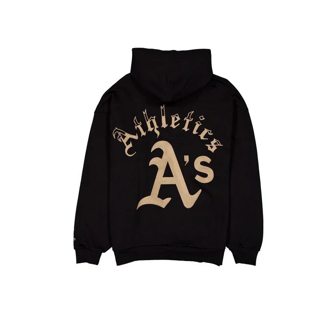 New Era Athletics Gothic Lettering Black Hoodie product image 2, provided for visual reference and product detail review