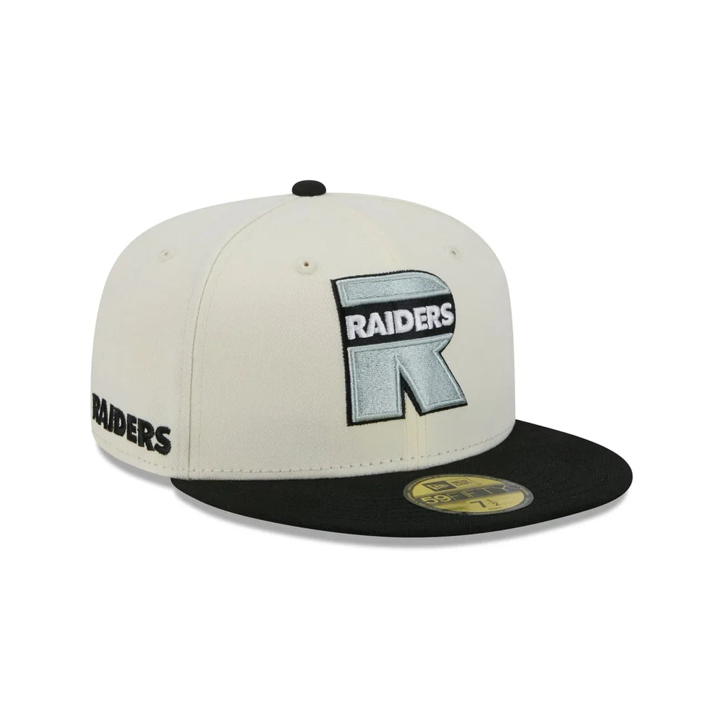 New Era Las Vegas Raiders Deceptor Chrome White 59FIFTY Fitted Hat product image 1, provided for visual reference and