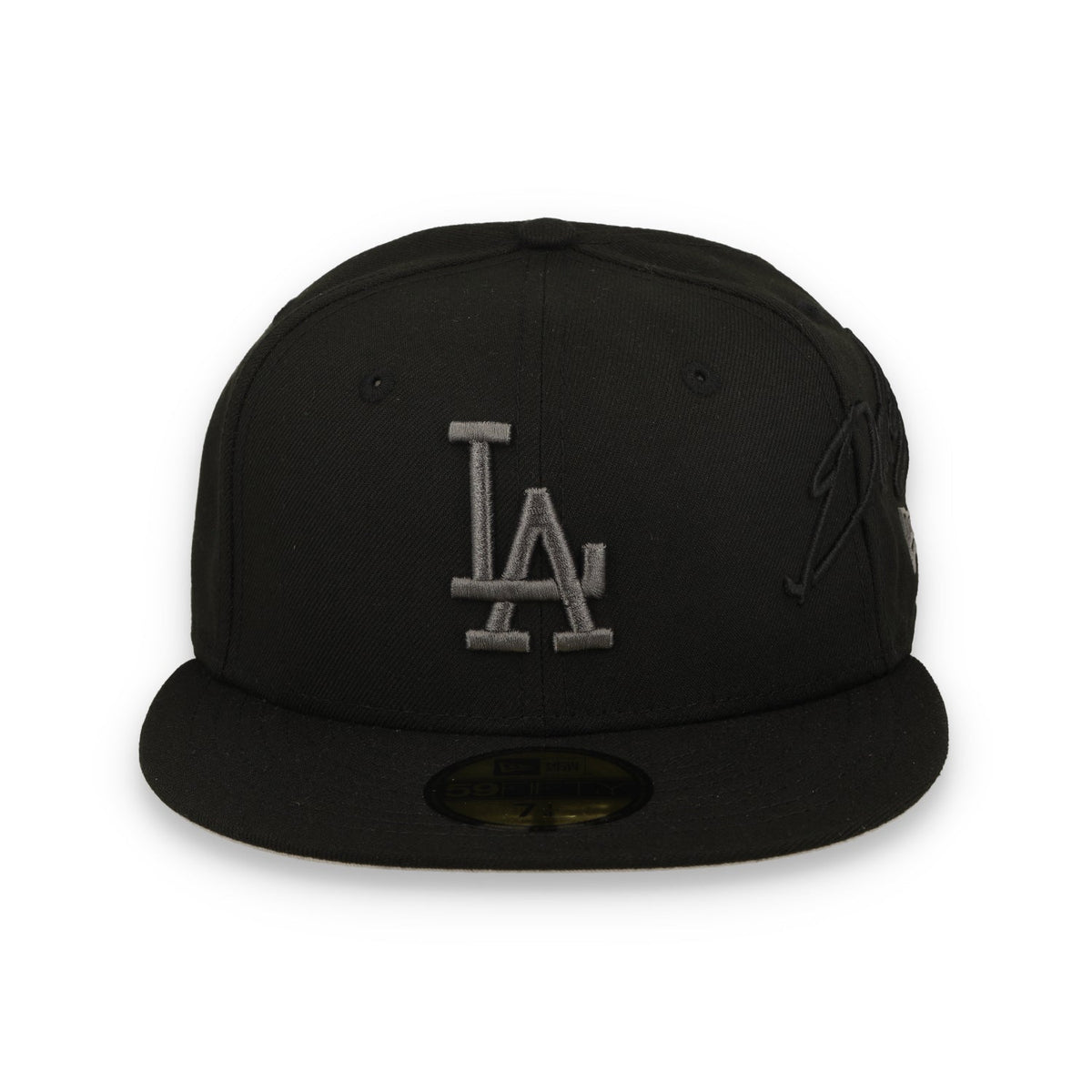 New Era Los Angeles Dodgers Side Script 59FIFTY Fitted Hat - Black product image 3, provided for visual reference and