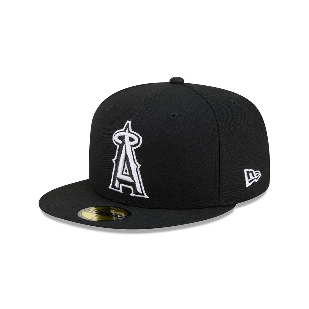 New Era Los Angeles Angels Black On Black White Outline 59Fifty Color Basic Fitted product image 2, provided for visual