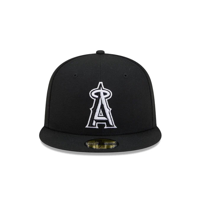 New Era Los Angeles Angels Black On Black White Outline 59Fifty Color Basic Fitted product image 3, provided for visual