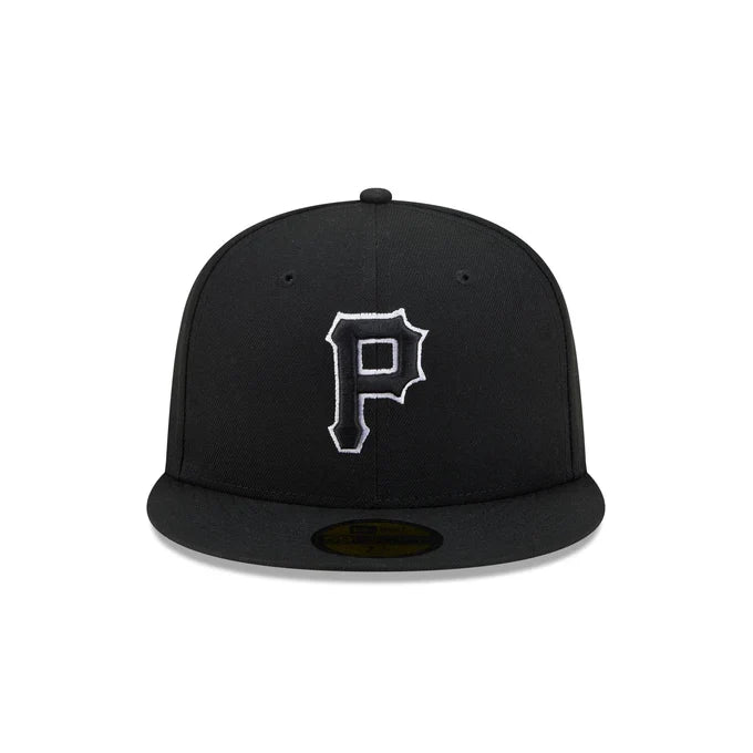 New Era Pittsburgh Pirates 59FIFTY Fitted Hat - BLK/WHITE product image 3, provided for visual reference and product detail