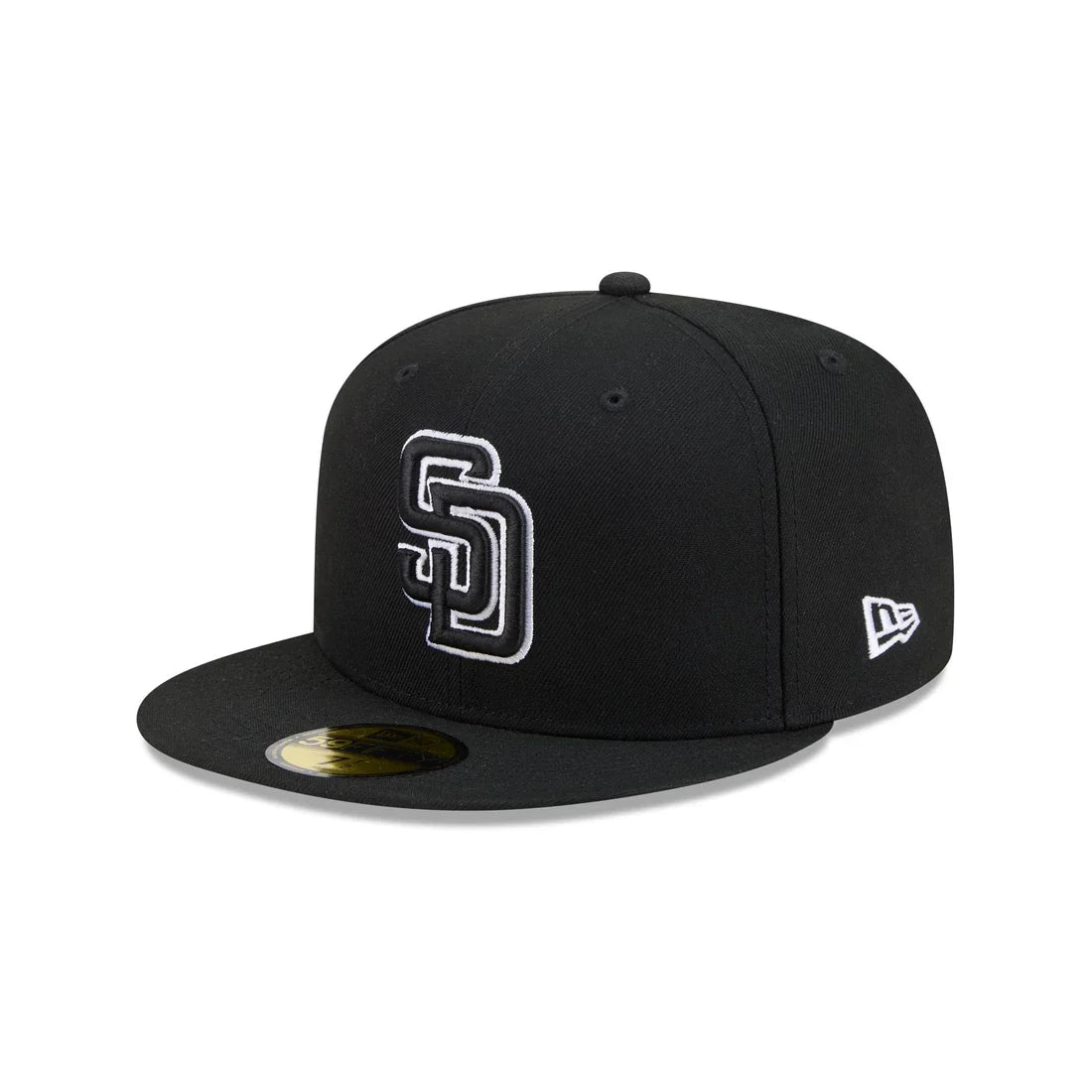 New Era San Diego Padres 59FIFTY Fitted Hat - BLK/WHITE product image 2, provided for visual reference and product detail
