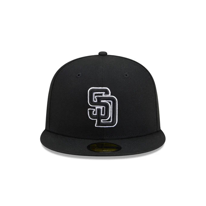 New Era San Diego Padres 59FIFTY Fitted Hat - BLK/WHITE product image 3, provided for visual reference and product detail