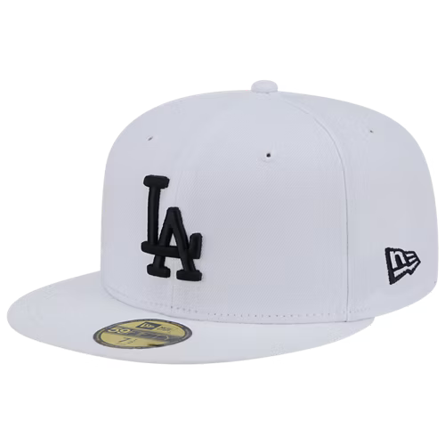 New Era Los Angeles Dodgers 59FIFTY Fitted Hat - White/Blk product image 2, provided for visual reference and product detail