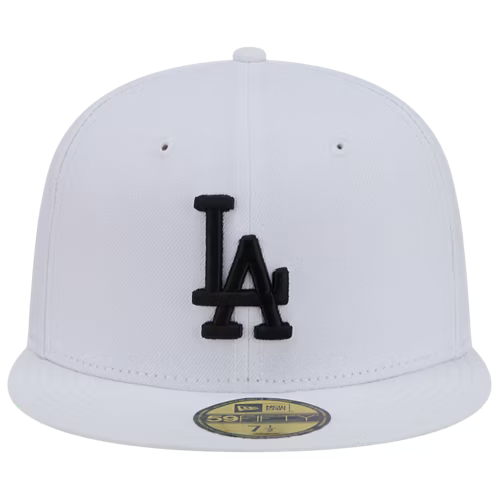 New Era Los Angeles Dodgers 59FIFTY Fitted Hat - White/Blk product image 3, provided for visual reference and product detail