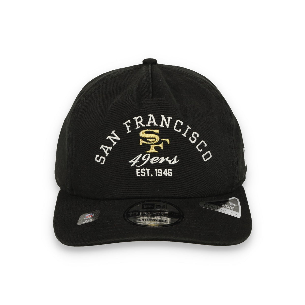 New Era San Francisco 49ers Est. 1946 19Twenty Pre-Curved Adjustable Hat - Black product image 3, provided for visual
